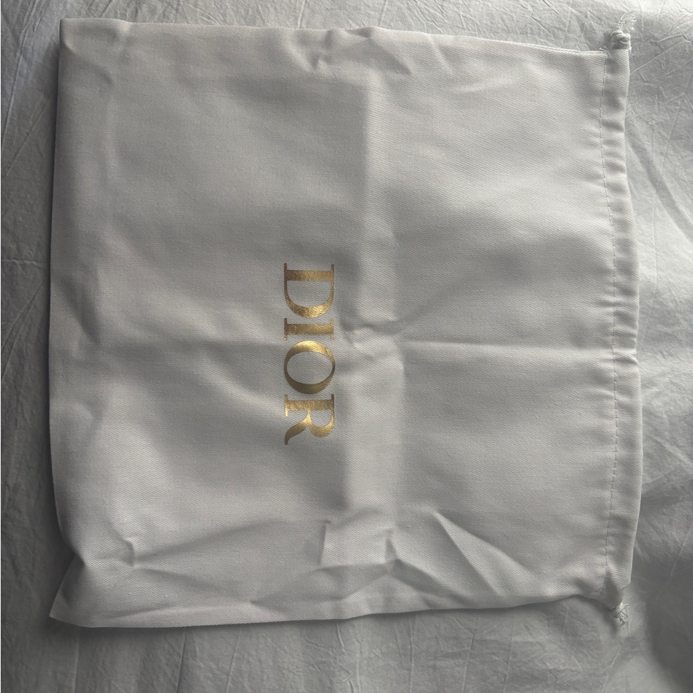 Dior White Cosmetic Bag with Gold Logo